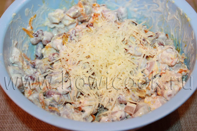 рецепт салата с курицей, фасолью и грецкими орехами с пошаговыми фото