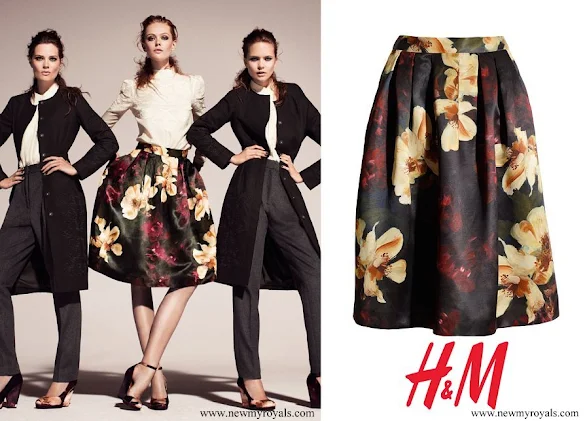 Crown Princess Mary wore H&M floral skirt from Conscious Collection Fall 2011