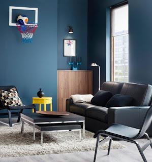 Salas en gris y azul - Decoración de salas con estilo