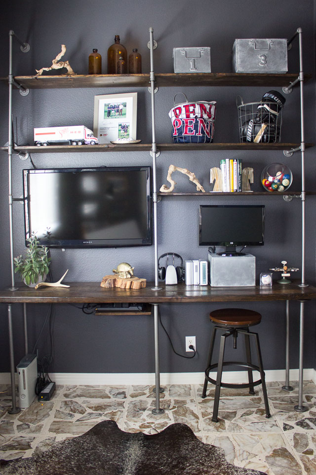 Modern Industrial Man Cave || http://designmprovised.com #YourBigFinish
