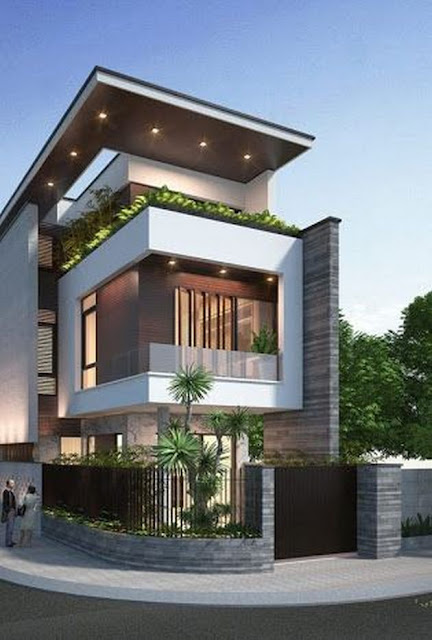   Desain Rumah 2 Lantai Minimalis Tropis Modern Fasade Depan