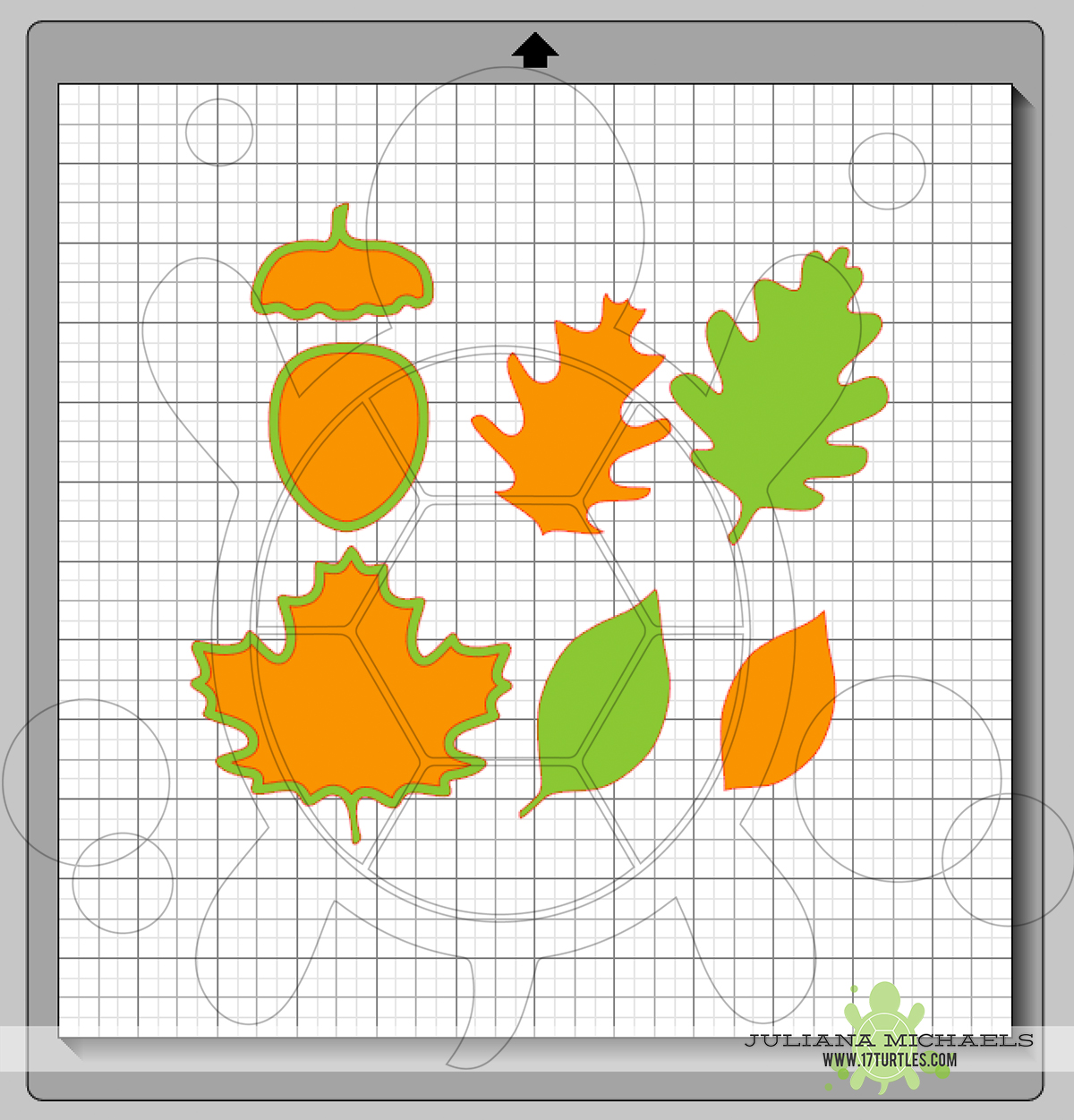 Separating the layers of a Digital Cut File Leaves & Acorn by Juliana Michaels 17turtles