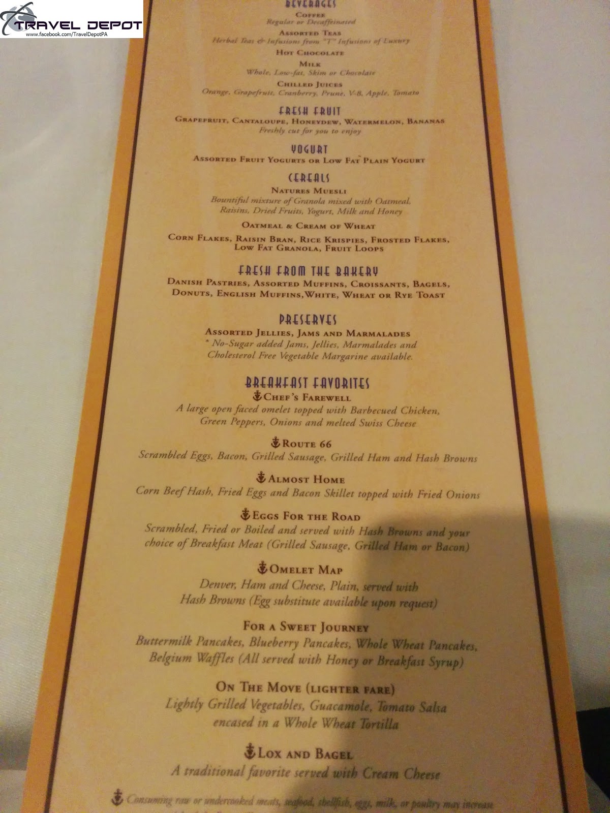 Main Dining Room menus aboard the Disney Magic Cruise Ship Travel Depot