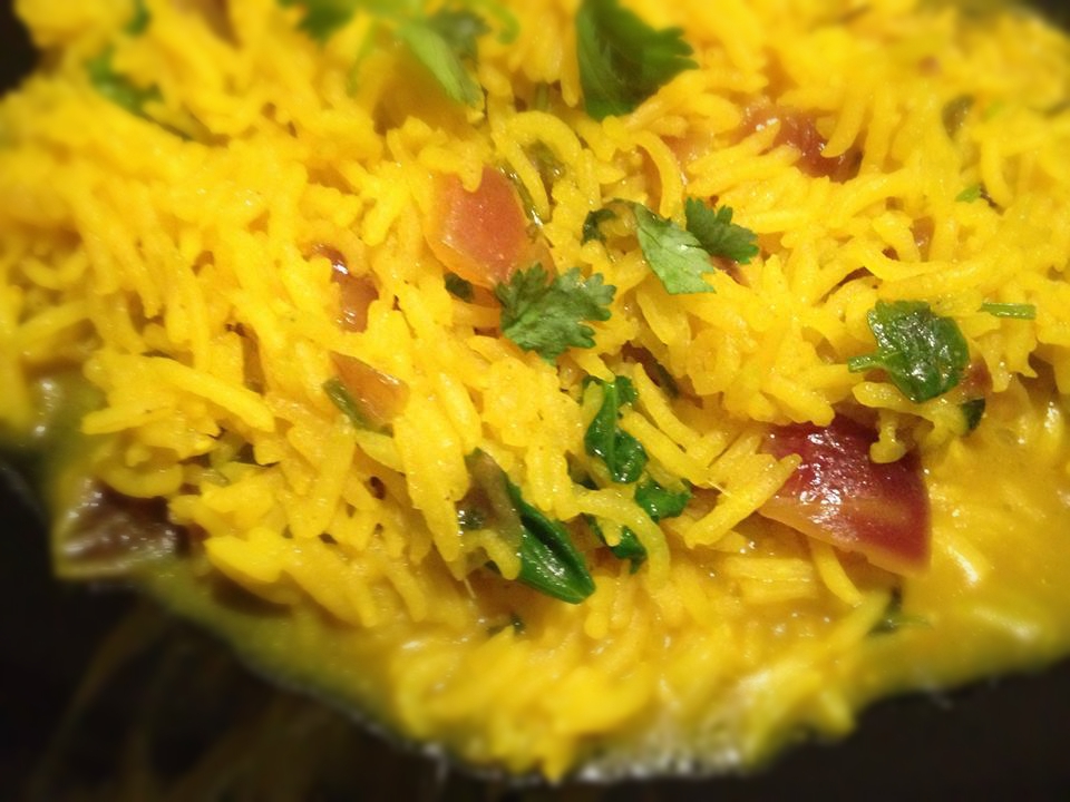 Lobo na Porta Blog Arroz Basmati com açafrão e coentros frescos