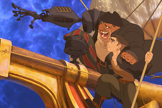 John Silver y Jim Hawkins en El planeta del tesoro - Cine de Escritor