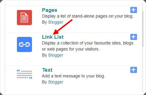 click link list how to add category widget