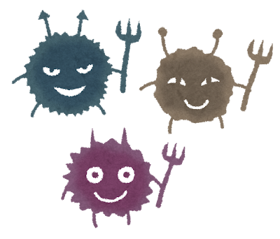 細菌・ばい菌のイラスト「悪い顔のキャラクター」