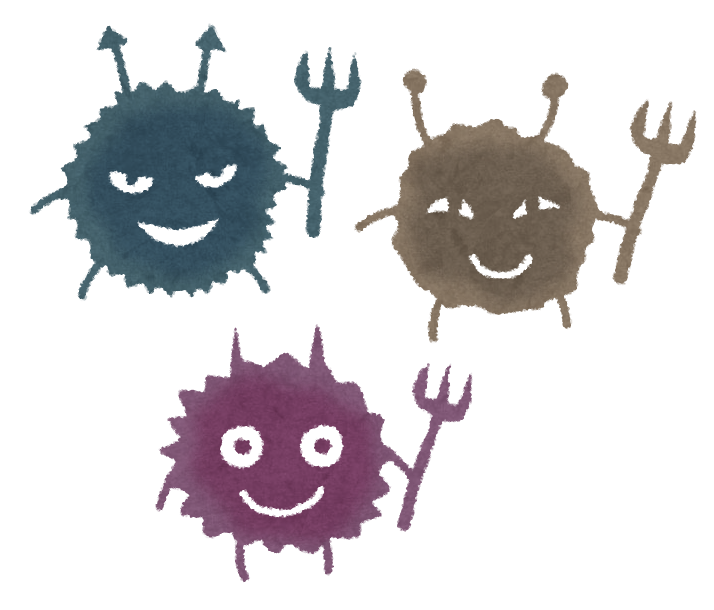 細菌・ばい菌のイラスト「悪い顔のキャラクター」 | かわいいフリー素材集 いらすとや