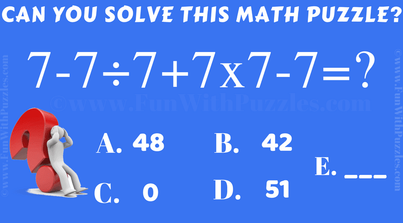 Arithmetic Math Riddle Brain Teaser for Kids with an Answer
