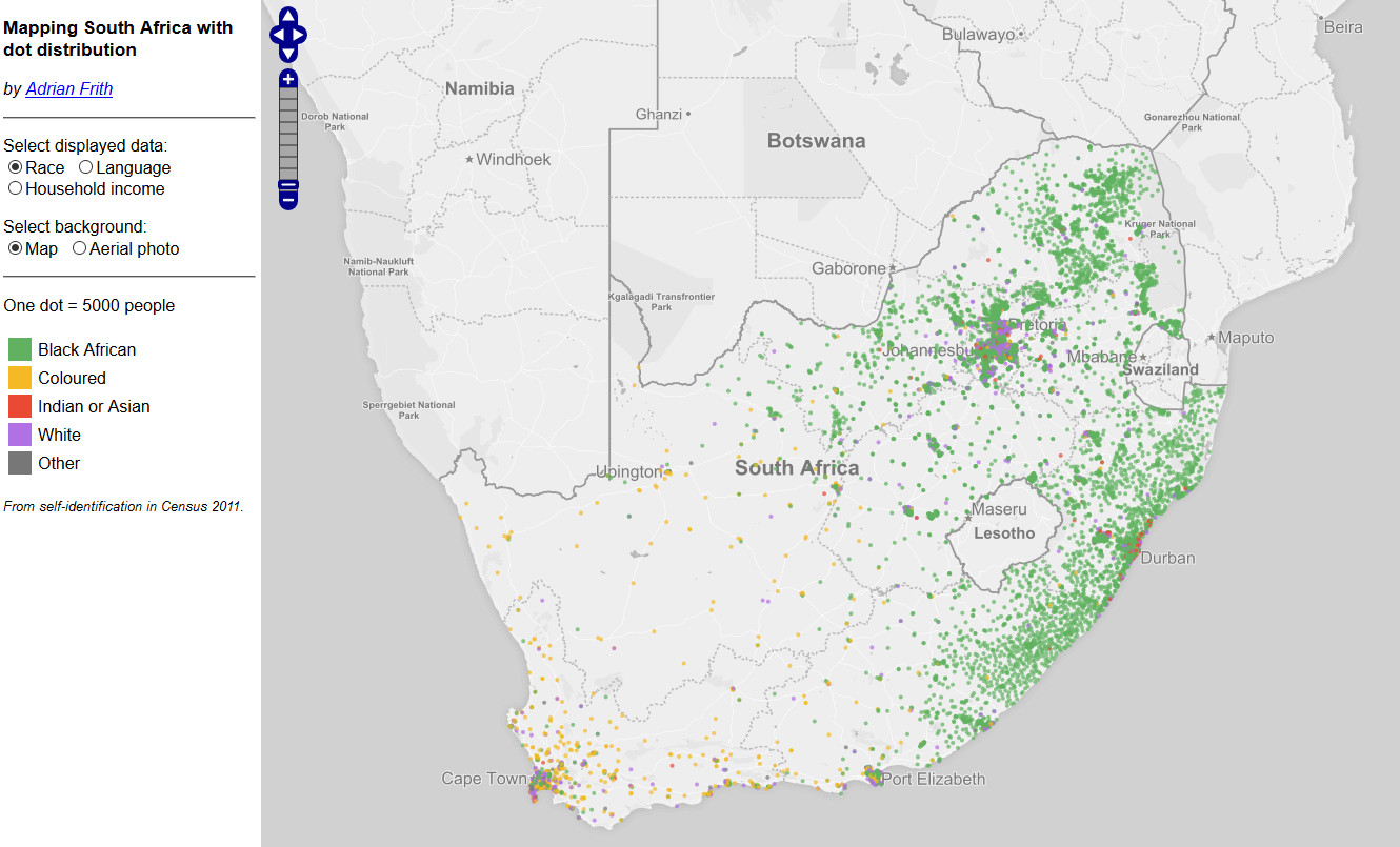 South Africas Racial Dot Map Vivid Maps