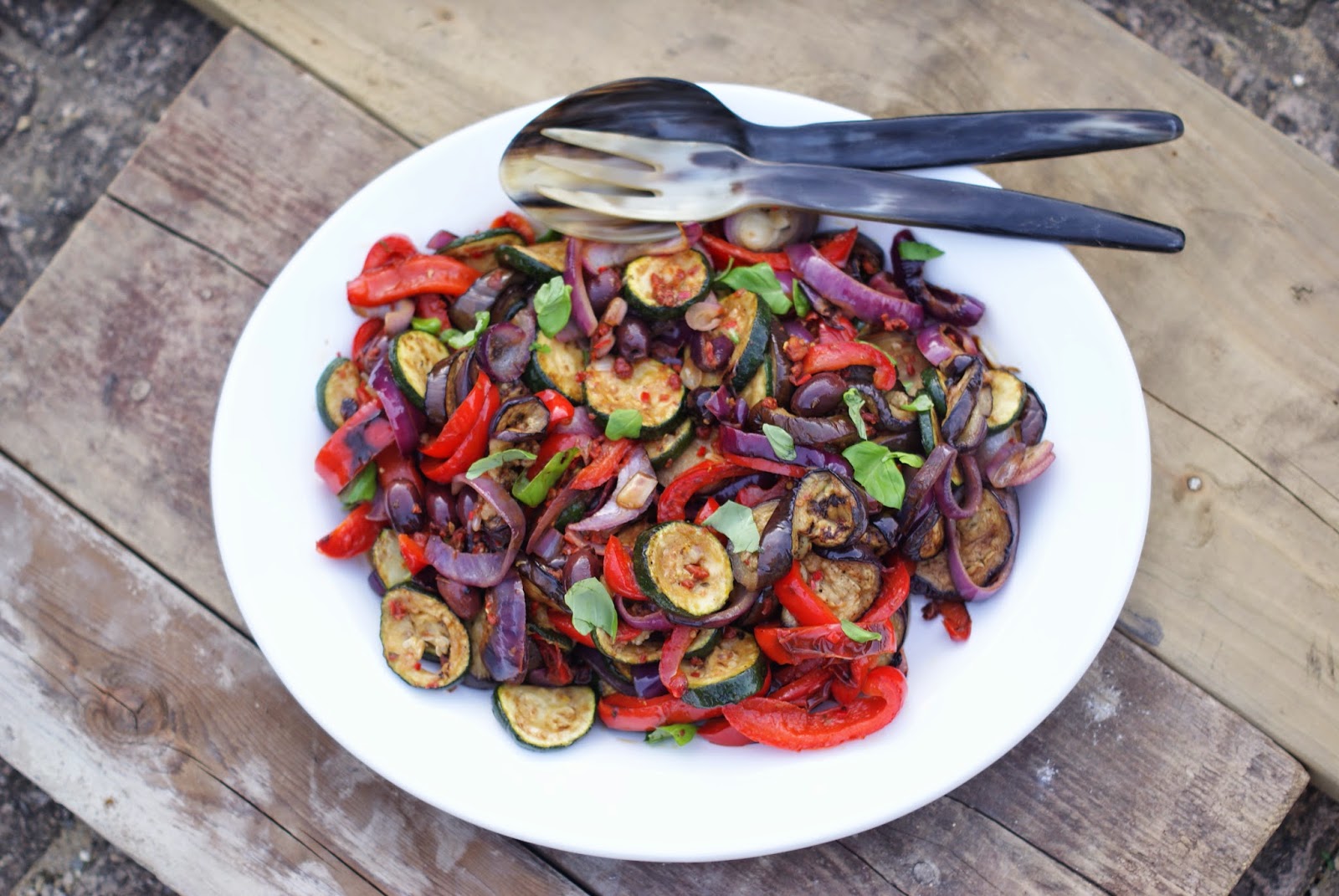 kiwiheartsbaking Chargrilled Courgettes, Aubegine and Pepper Salad