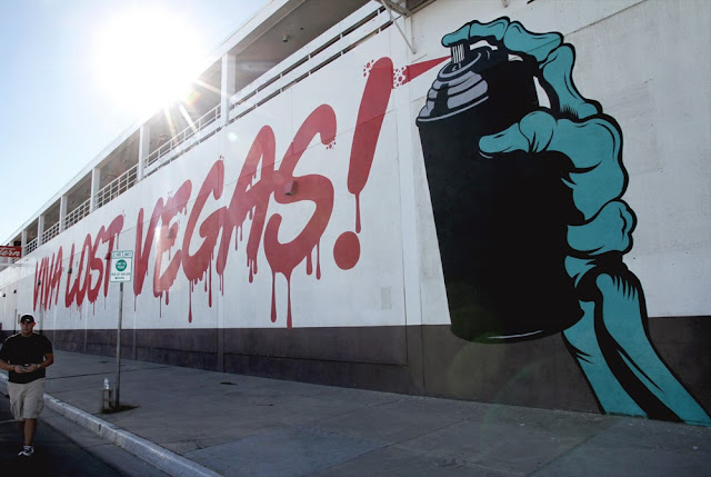 "Viva Lost Vegas!" New Street Art Mural By British Stencil Artist DFace in Las Vegas, Nevada. 1