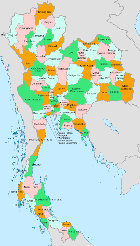 Peta pembagian provinsi Thailand