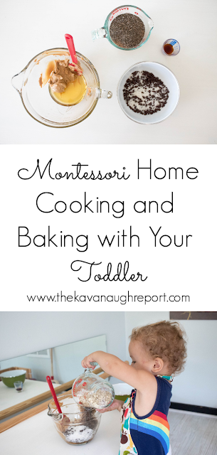 A few thoughts on cooking and baking with your Montessori toddler. And a look at a toddler friendly recipe in action.