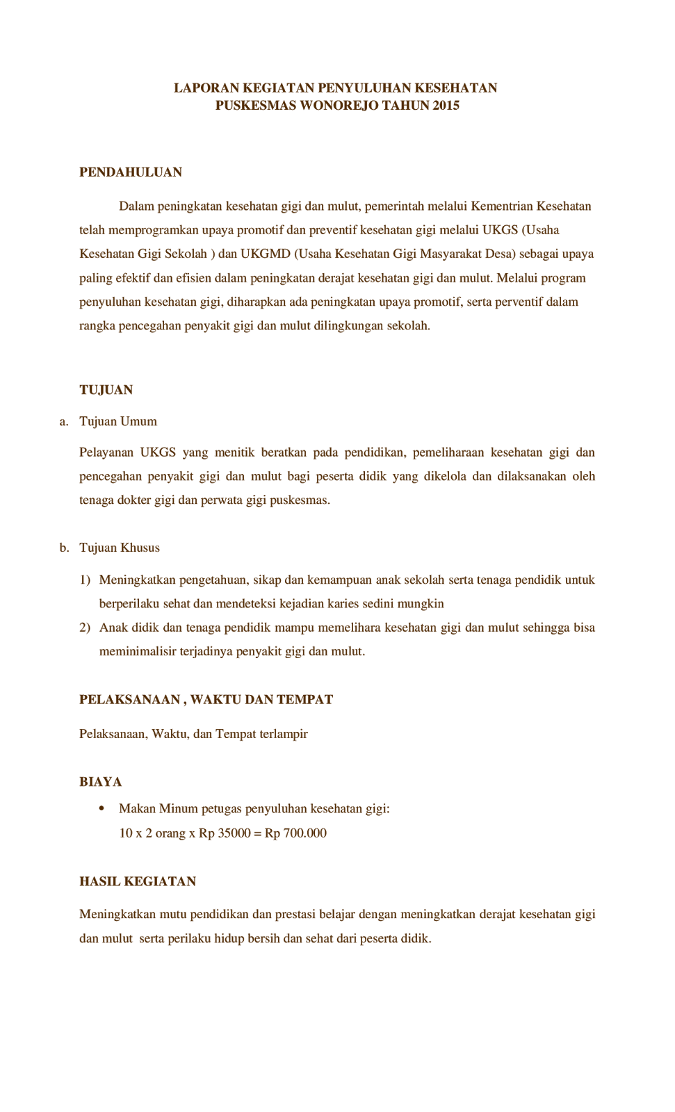 contoh laporan hasil kegiatan wood scribd indo