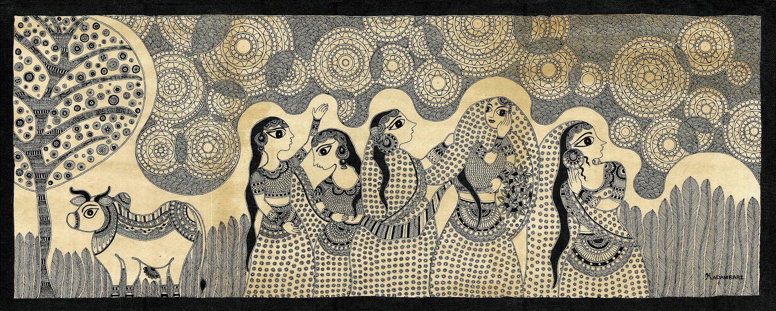 Handmade paintings Madhubani Peacock Painting is done with brushes