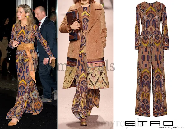 Queen Maxima wore an ETRO Printed Stretch Crepe Jumpsuit for opening of the Rotterdam International Film Festival