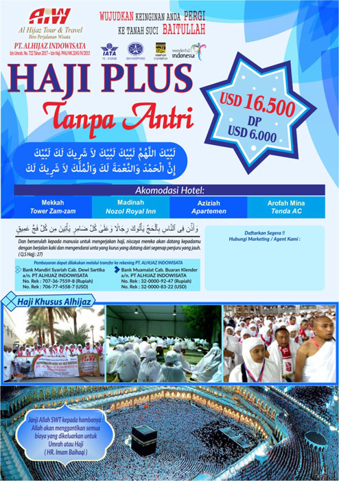 Biaya Paket Haji ONH Plus 2018 Kuota Depag $ 9.500 Lihat !