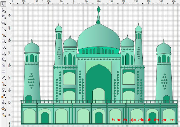 cara menggambar masjid dengan corel draw