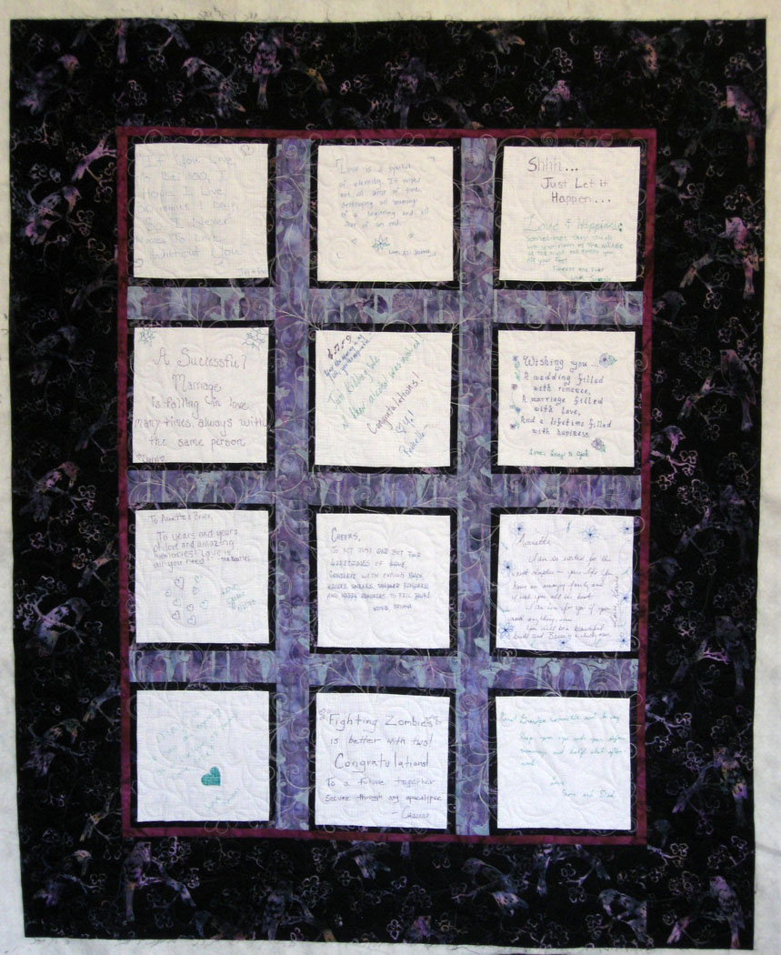 Fiber Antics by Veronica Quilting a Wedding Wishes signature quilt