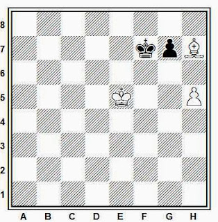 Final de ajedrez de alfil y peón contra peón, blancas juegan y ganan