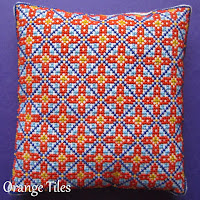 Free printable orange tile mosaic cross-stitch chart