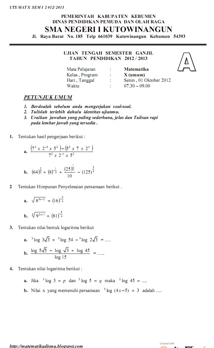 Contoh Soal Logaritma Matematika Peminatan Skuylahhu