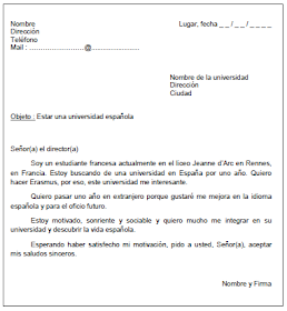 Lettre De Motivation En Espagnol