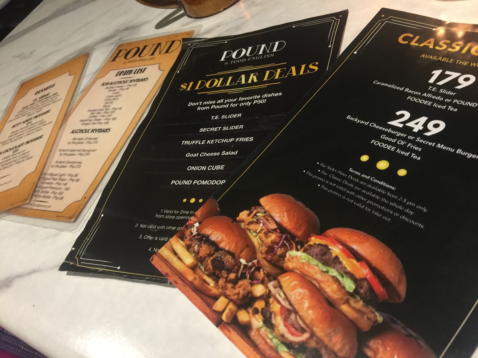 POUND by Todd English $1 deal and combo menu