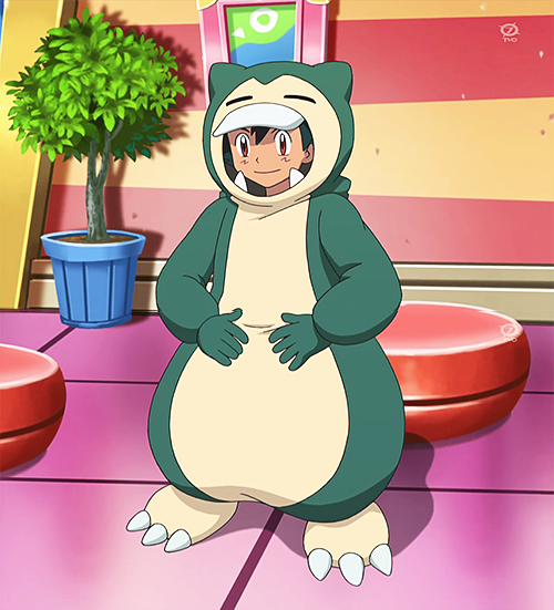 Ash in a Snorlax Costume