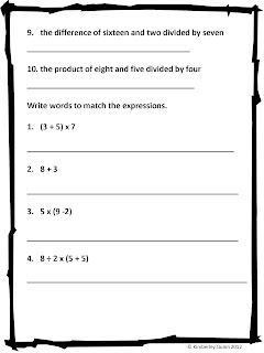 Classroom Freebies Too: Numerical Expressions Worksheet