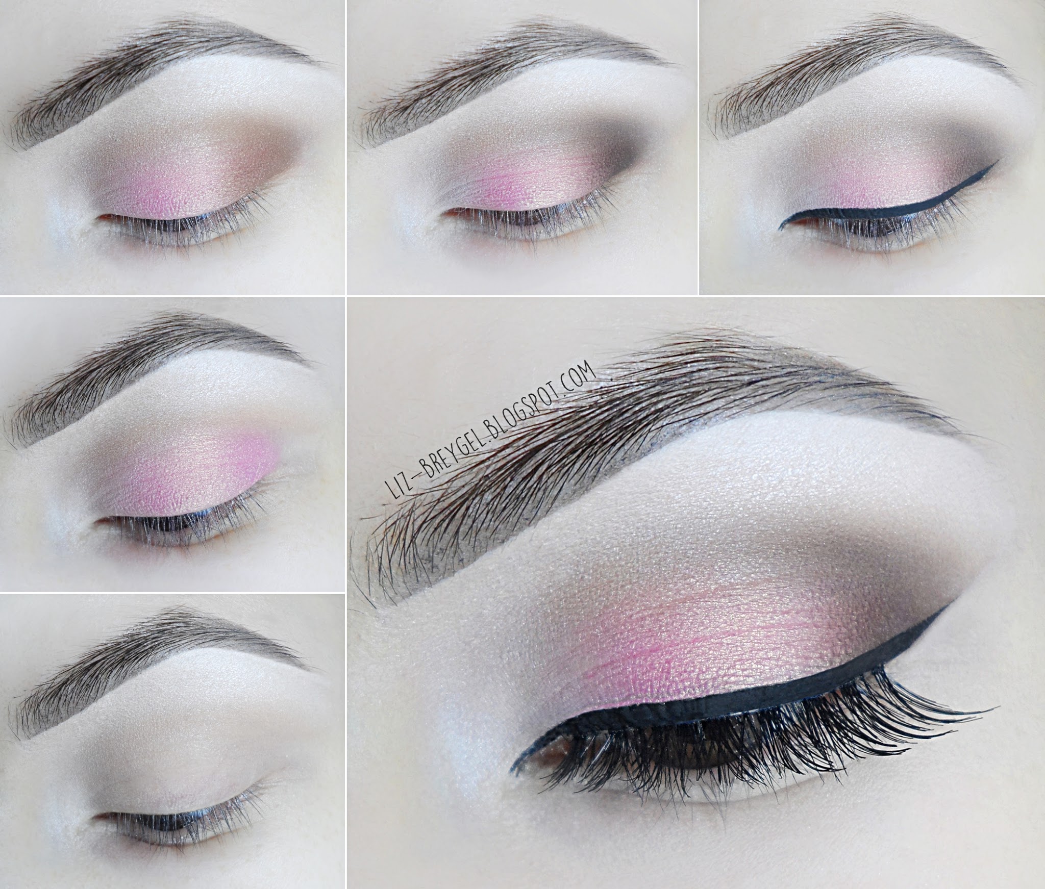 pictorial, collage with makeup steps and instrructions on how to do valentine's day makeup look