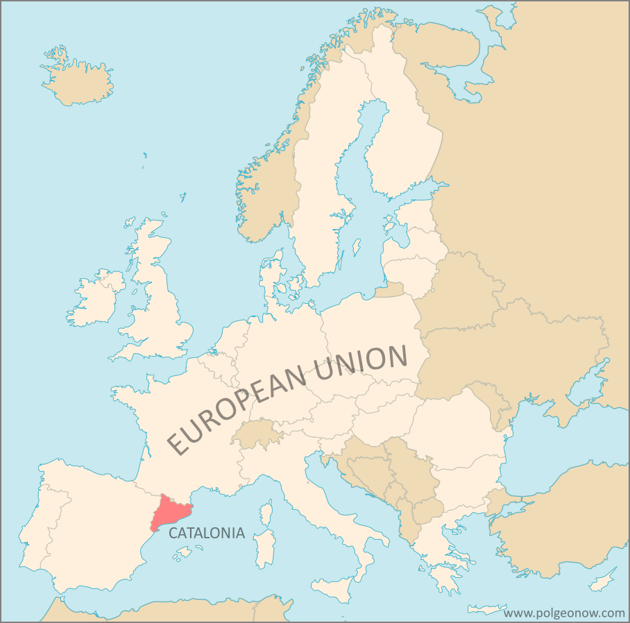 Where is Catalonia on a map? Map of Catalonia's location within the European Union (EU) and Europe