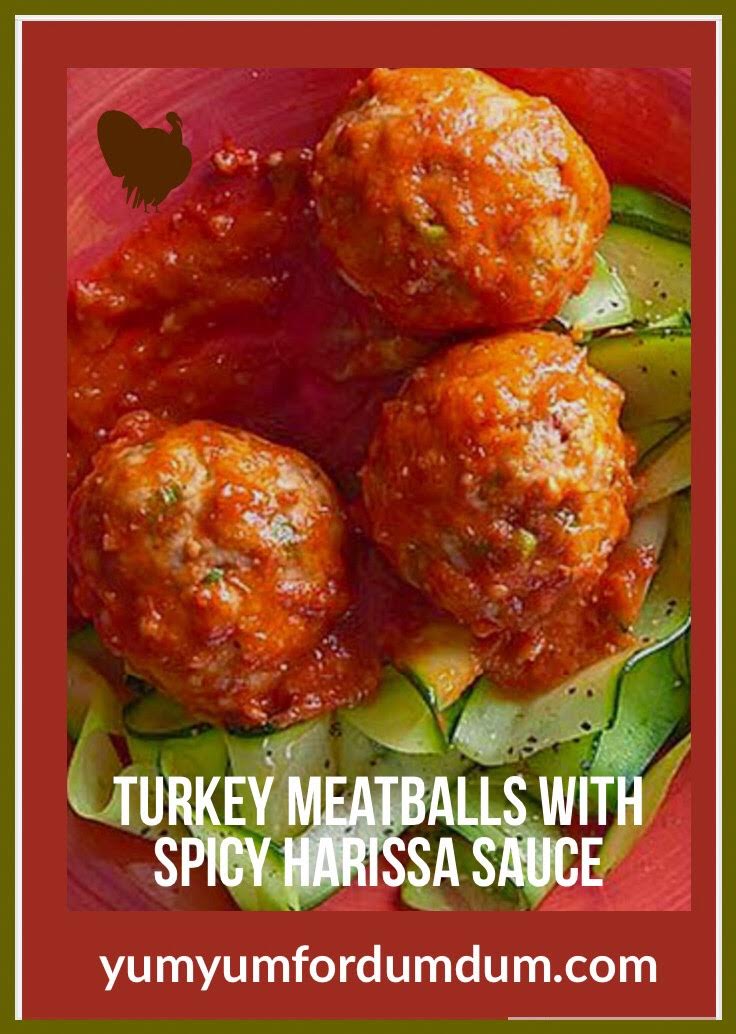 Yum Yum for Dum Dum Turkey Meatballs with Spicy Harissa Sauce
