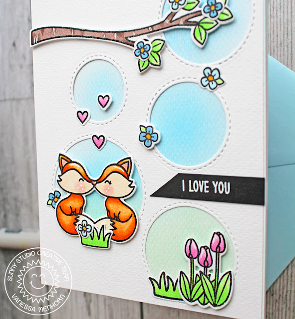 Sunny Studio Stamps: Staggered Circle Dies Foxy Christmas Love You Card by Vanessa Menhorn