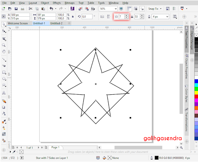 Corel Draw trianlge to center star center circle