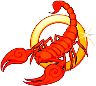 Imagen de un Escorpión de color amarillo rojizo que representa al signo zodiacal Escorpio