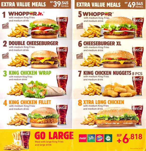 Harga Menu Burger King Indonesia Delivery Terbaru 2017