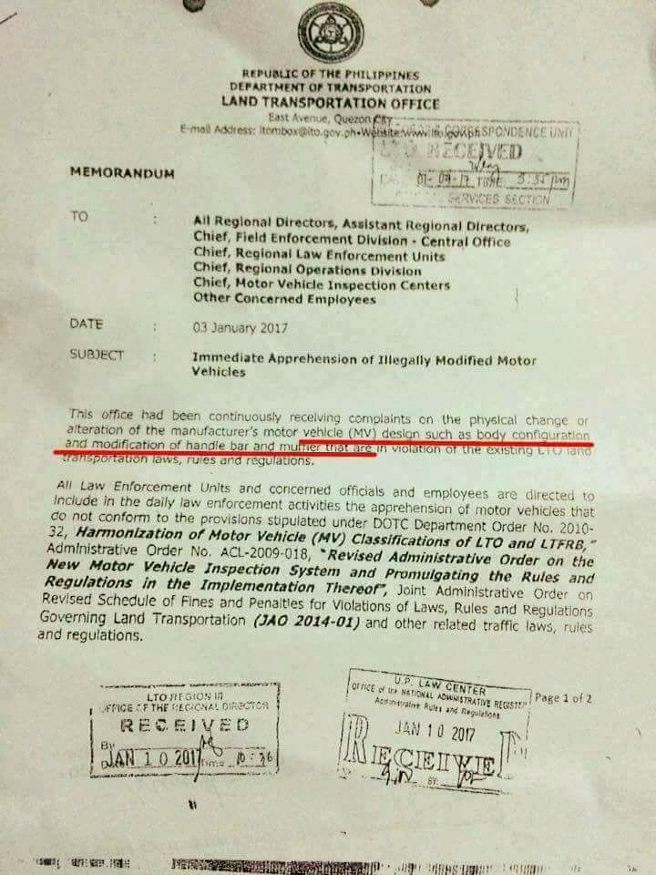 Is this document for real? New ‘LTO memo’ angers riders Pinoy Moto