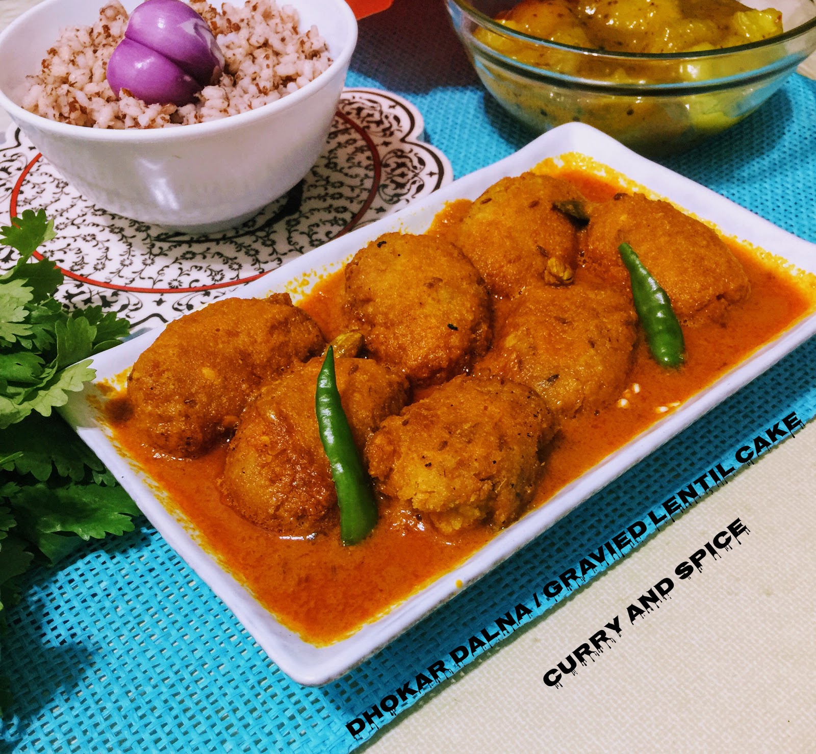 CURRY AND SPICE DHOKAR DALNA / GRAVIED LENTIL CAKES