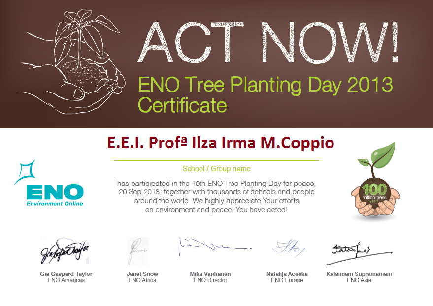 Certificado ENO TREE PLANTING DAY