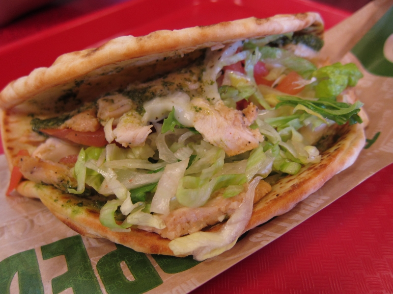 Review Quiznos Basil Pesto Chicken Grilled Flatbread Brand Eating