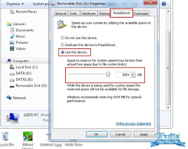 Cara Mudah Menambah RAM Menggunakan Flashdisk di Windows 7 Ready Boost Menjadikan Flashdisk Sebagai RAM eksternal di Windows 7 - Terataso.com