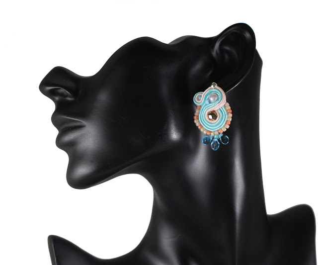 pastels earrings, small soutache earrings, handmade jewelry, colourful earrings, 