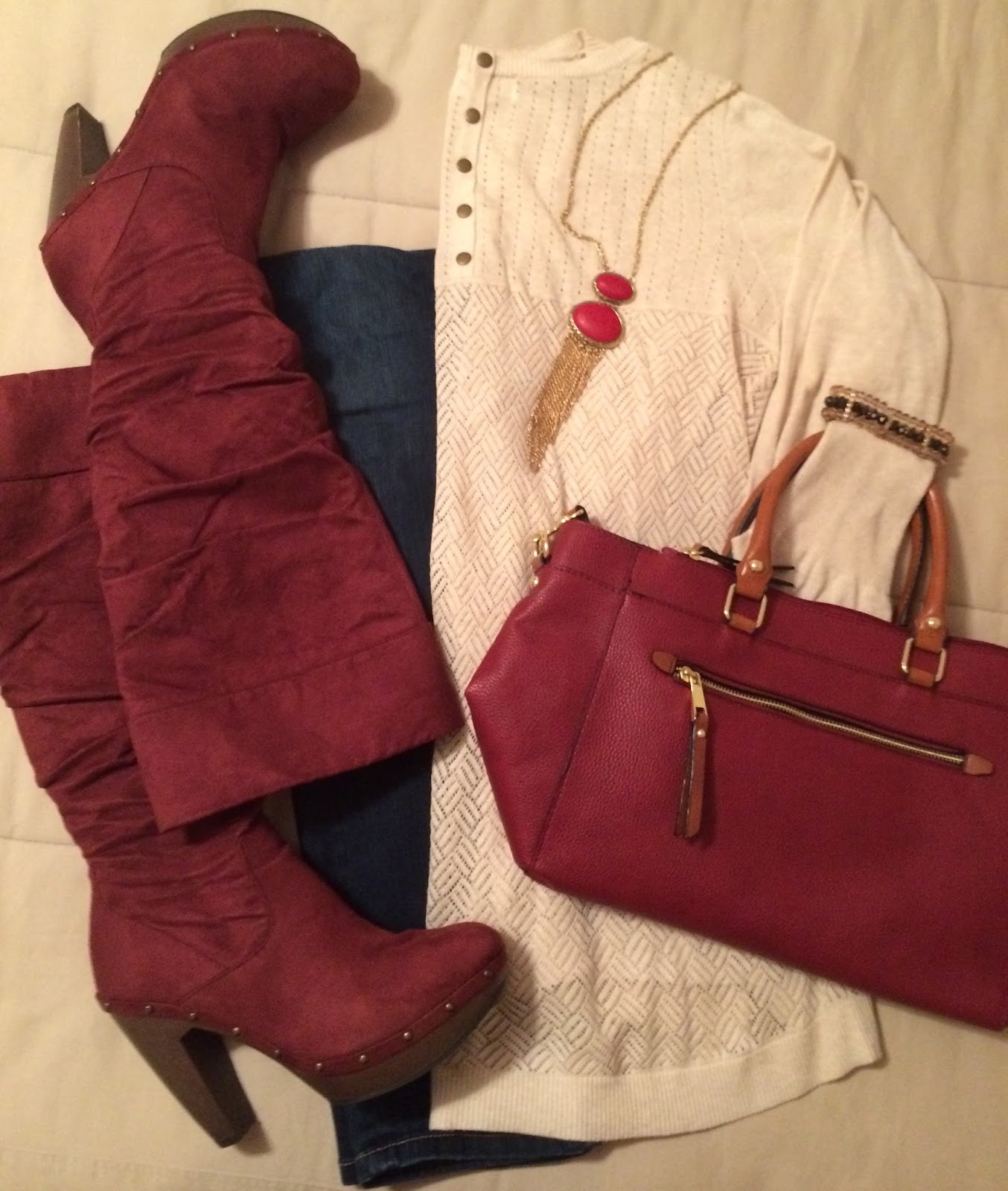 Real Girl's Realm What I am Wearing Burgundy Suede Tall Boots