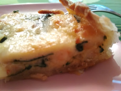 Quiche d'espinacs i gambetes