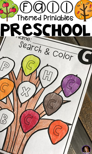 Fall Math and Literacy Worksheets and Printable for Preschool.