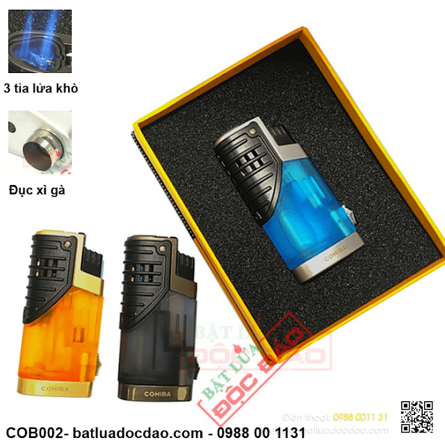 Bật lửa hút xì gà (cigar) Cohiba 3 tia lửa khò cực mạnh Bat-lua-xi-ga-3-tia-hop-quet-cigar-cohiba-cob002