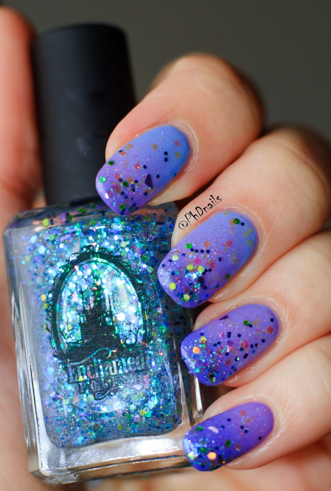 PhD nails 30 Days of Colour Enchanted polish Freeze machine swatch