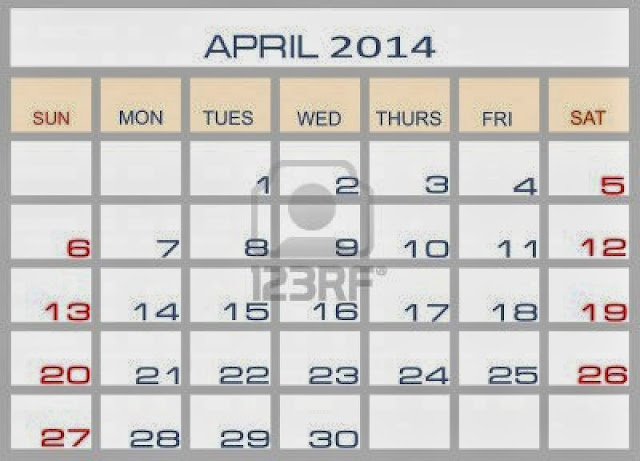 Printable April 2014 Calendar #2 - Printable Calendar 2014, Blank